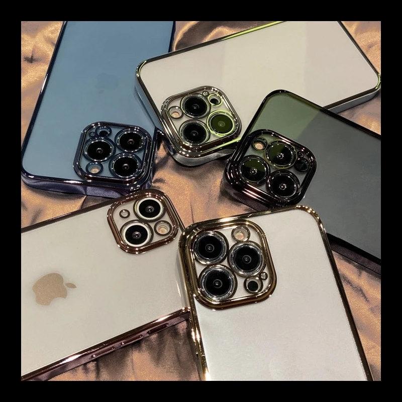 Роскошный прозрачный чехол для телефона Eectroplate для iPhone 14 13 12 11 Pro Max XR XS X 7 8 Plus SE 2020 2022, мини-бампер, прозрачный чехол