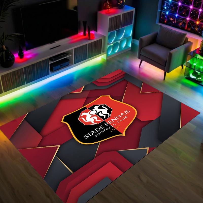 Stade Rennais FC Design Crystal Velvet Carpet Cozy Non?Slip Printed Rug For Bedroom Living Room Entrance