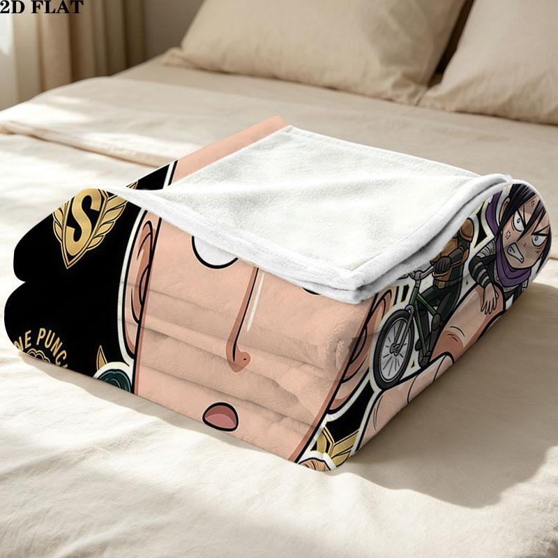 1PC Onepunch Man Patterned Flannel Blanket Suitable For All Seasons For Home Decor Warmth And Comfort Gifts Holiday Present