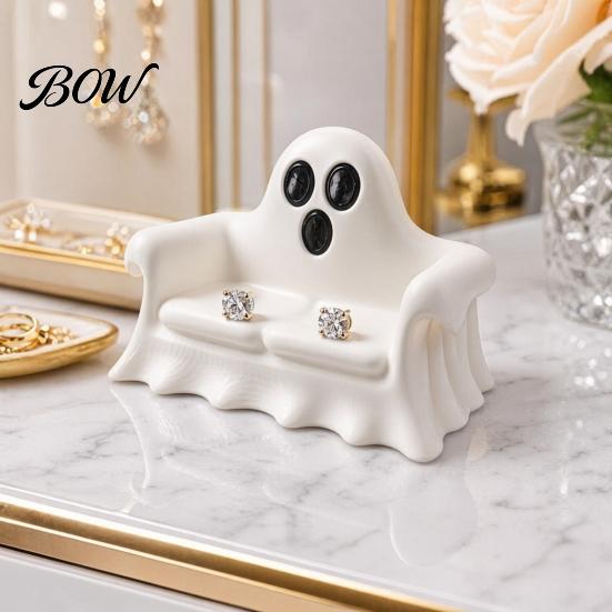 Spooky Decorative Tray Halloween Jewelry Tray, 3D Printed Ghost Pumpkin Couch Shaped Trinket Dish, Realistic Pattern Gothic Small Dish for Rings