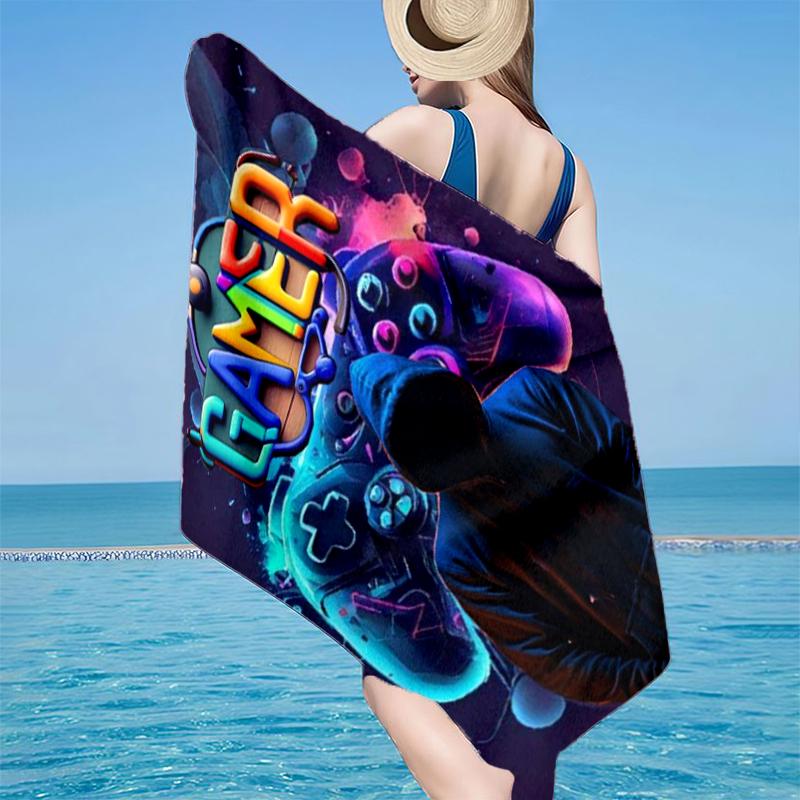 Cyberpunk Gaming Neon Beach Towel, Super Soft Microfiber, Gift for Her/Him, Birthday, for Pool, Beach, Travel, Home Decor Fan gifts