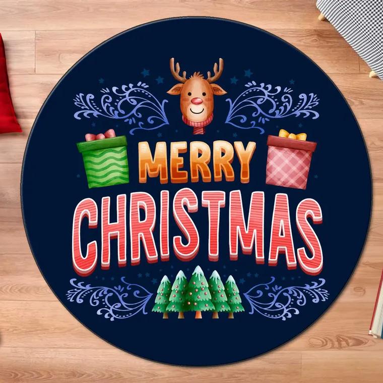 Рождественский круглый ковер Моющийся коврик для спальни Коврик для вращающегося стула Напольные коврики для спальни Гостиной Забавные напольные коврики для детской комнаты