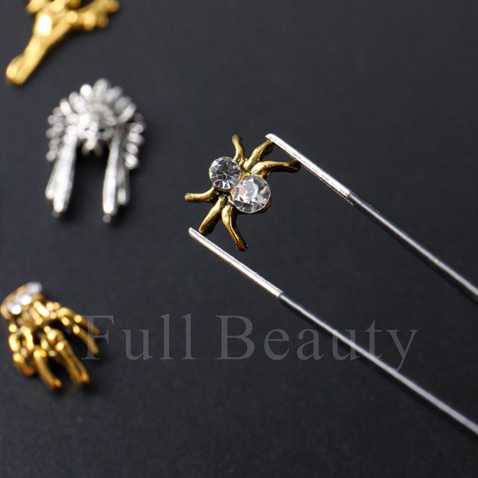 Nail Art Accessories, Halloween Skeleton Spider Skeleton Hand Metal Alloy Nail Accessories Bag