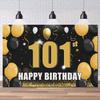 Счастливого 101-го дня рождения Баннер-фон Черный и Золотой Плакат-знак 101-й день рождения Фон для фотозоны Реквизит Декор, 6x4 фута