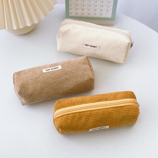 Пенал большой емкости, вельветовая сумка для карандашей, многоцелевая сумка для канцелярских принадлежностей, застежка-молния, косметичка