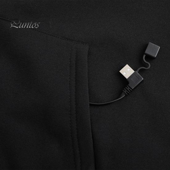Мужская толстовка с капюшоном с подогревом, зарядка через USB, большой размер, 3 уровня регулировки температуры, зимний топ с завязкой и капюшоном, толстый теплый однотонный топ