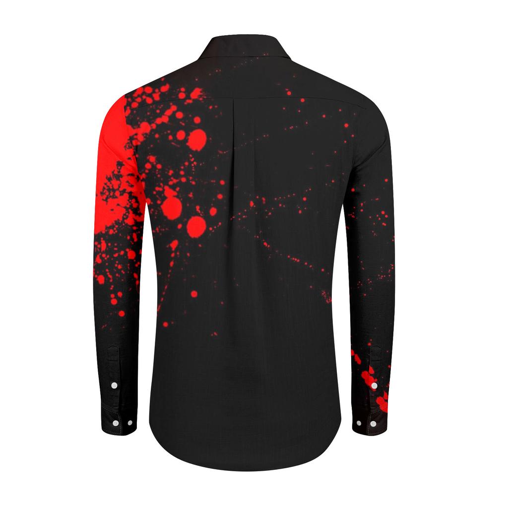 Мужская повседневная свободная рубашка с длинными рукавами, модная рубашка с лацканами, топ