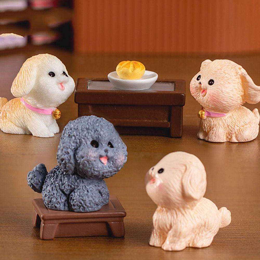 Desktop Animal Figurine Miniature Dog Sculpture Cute Micro Landscaping Home Decor