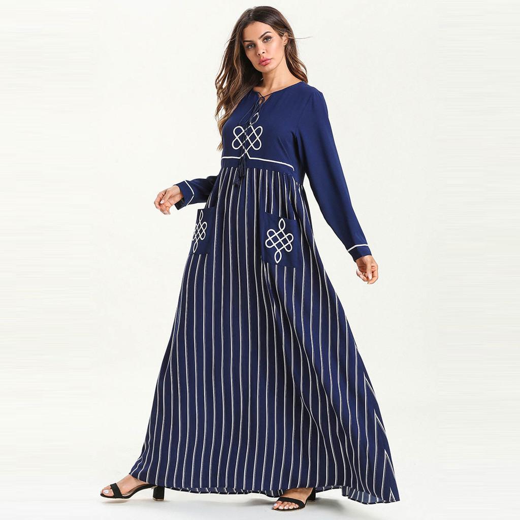 Women's Robe Abaya Islamic Muslim Middle Long Dress