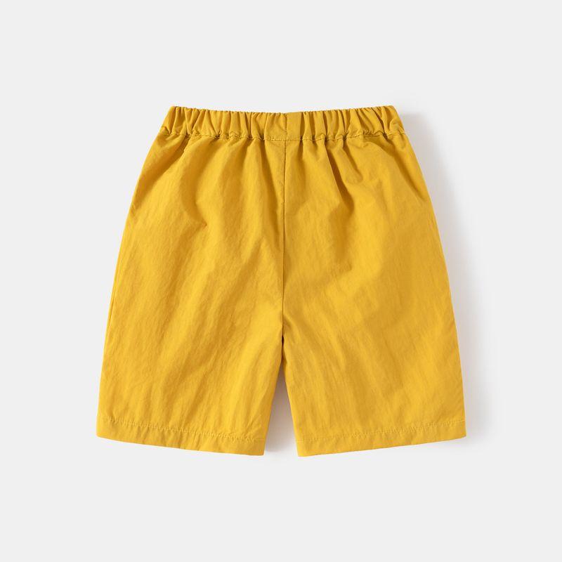 Boys' Mountain Style Shorts Summer Kids Fifth Pants Children's Clothing Baby Boys' Middle Pants Thin Casual Pants Solid Color Mid-Waist