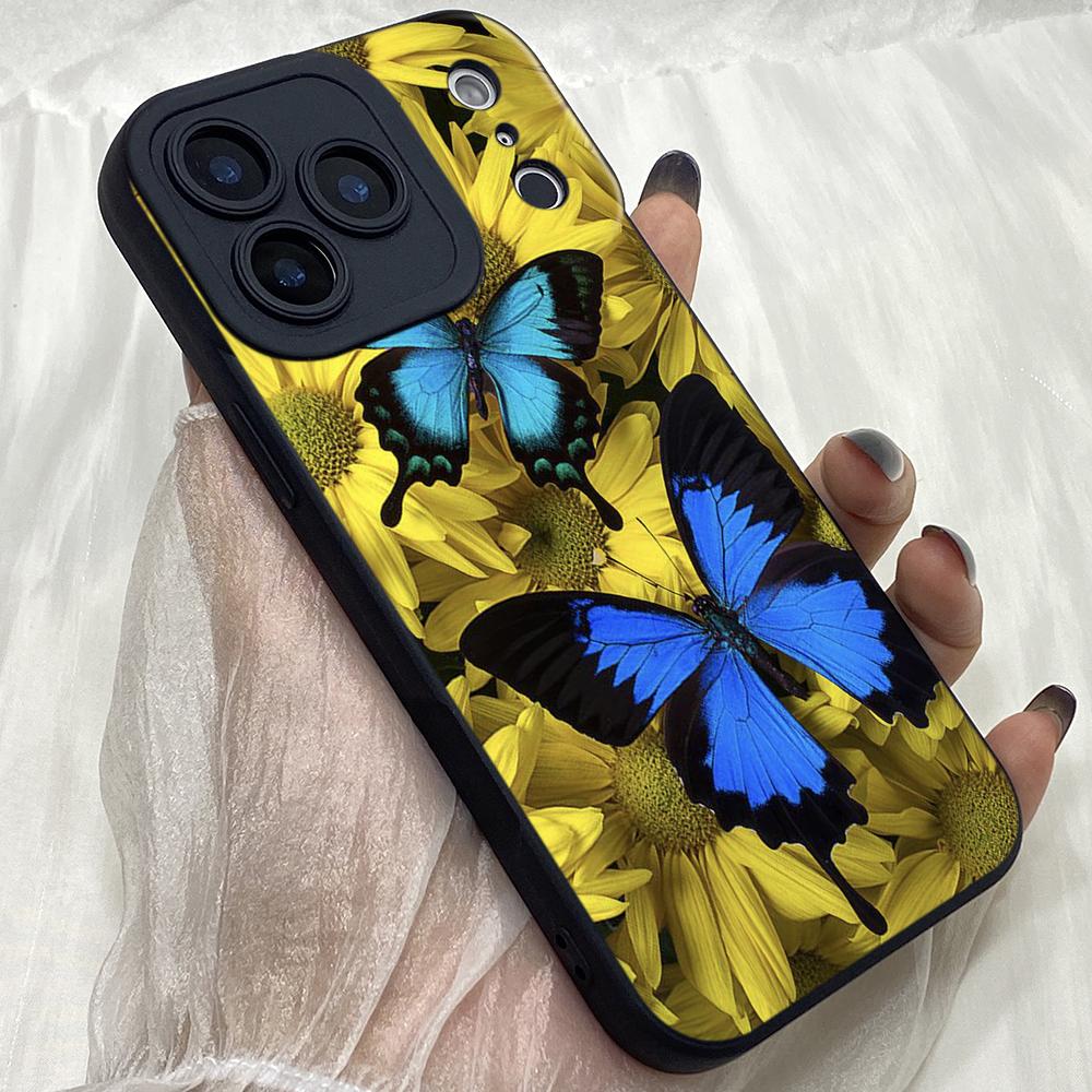M300 Butterfly Flower Chrysanthemum Angel Eyes Soft Phone Cases for iPhone Samsung Galaxy Xiaomi Rdemi Huawei Honor Infinix Realme OPPO vivo All Model