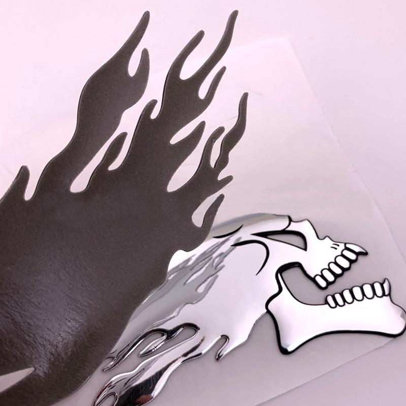 2 шт./пара Хэллоуин 3D Серебряный Хром Призрак Голова Черепа Авто Мотоцикл Стикер Автомобиля Стайлинг Украшения Эмблема Наклейки Наклейки