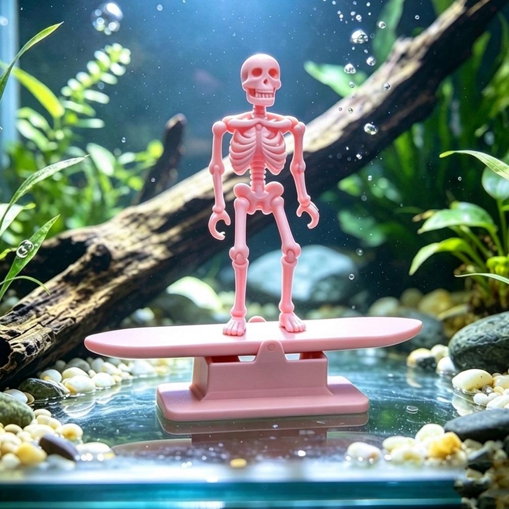Air Pump Powered Surfing Dancing Skeleton Aquarium Bubbler Fish Landscaping