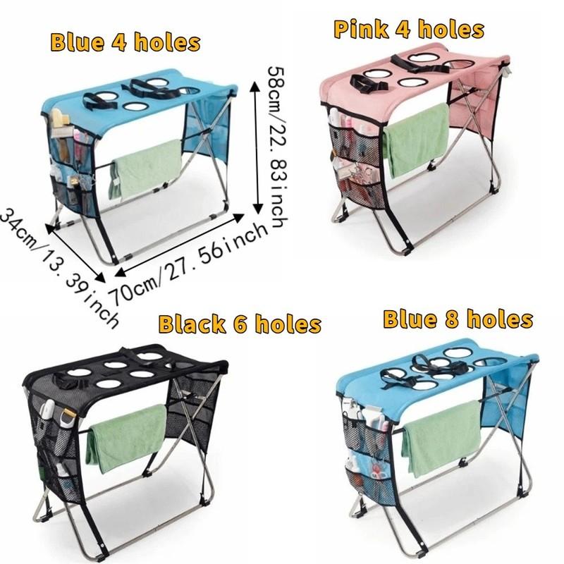 Folding Pet Grooming Hammock Quick Dry Mesh Anti-Scratch Pet Bathing Rack Detachable Multi Hole Dog Grooming Table Nail Trimming