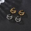 Wind Women's Trend Titanium Steel Multi-layer C-shaped Earrings 304 Steel Anti-Allergy Steel Needle Golden Stainless Steel Ears