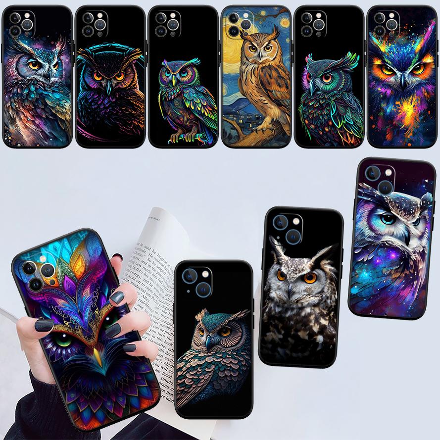NH14 Cartoon Art Owl Phone Case for OPPO A40 A60 A80 A15 A16 A16K A12 A17 A17K A54 A54S A53 A53S A55 A56 A57 A98 F23