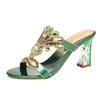 Summer New Fashion Women's High-heeled Slippers Open-toe Sandals Personalized Soft Sole Diamond Crystal Thick Heel Shoes