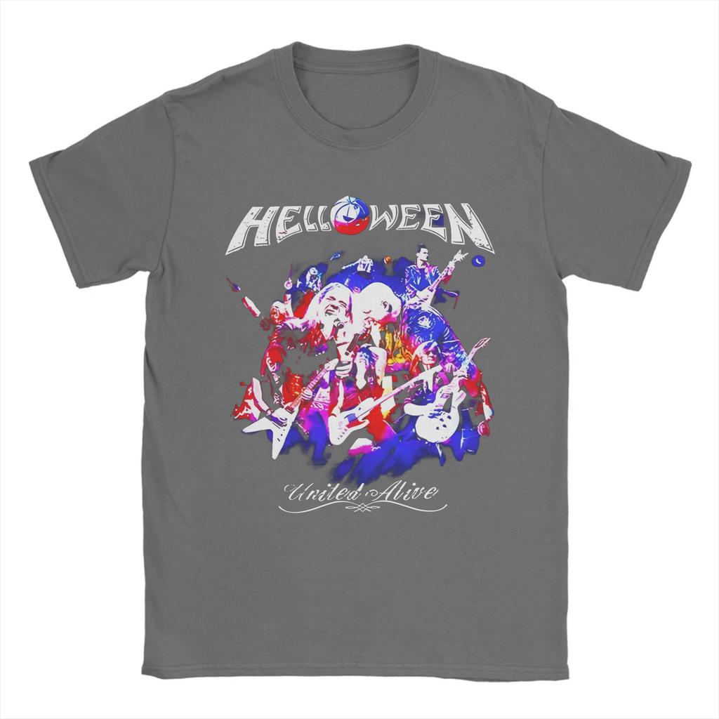 Мужские футболки Heavy Metal Helloween Band Смешные хлопковые футболки с коротким рукавом German Power Rock Футболки с круглым вырезом Одежда Лето