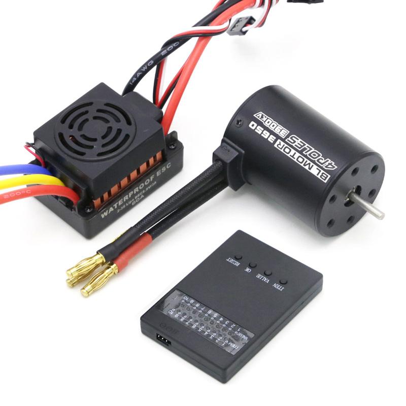 RC Motor Waterproof 3650 3100KV 3900KV 4300KV KV5200 Brushless Motor with 60A ESC Program Card Combo for 1/10 RC Car Truck Toy