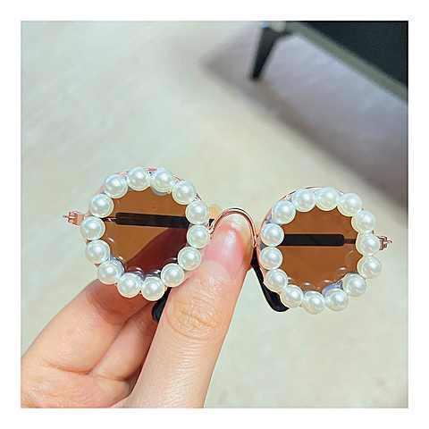 Luxury Glasses Pet Dog Pearl Sunglasses Headdress Pearl Sunglasses Eye Wear Glasses For Small Dog Cat Photos Props Accessories