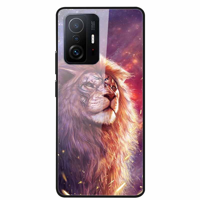 Для Xiaomi 11T Pro Стеклянный чехол Жесткий закаленный стеклянный ПК-чехол Чехол для телефона Для Xiaomi Mi 11T 11 T Pro Ударопрочный Мультяшный Funda Coque