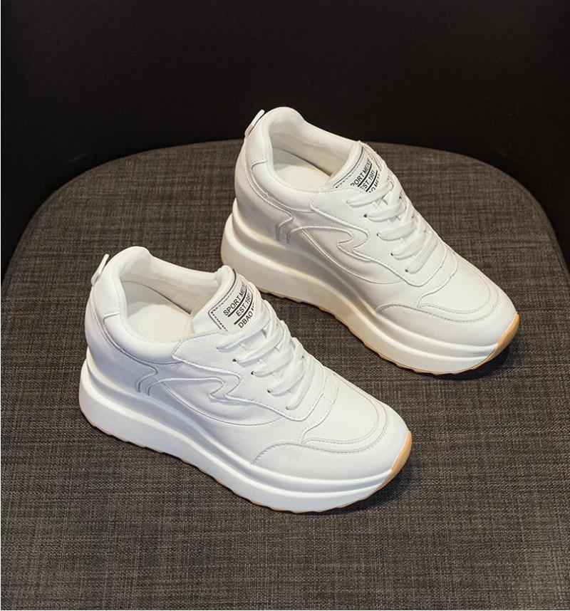 Fashion Women's Sneakers Genuine Leather Womens Casual Shoes Thick Sole Increase Height 10cm Women Sneakers Breathable Shoes Botas Mujer