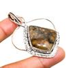 Honey Dendritic Gemstone Handmade 925 Silver Plated Jewelry Pendant 2.27"