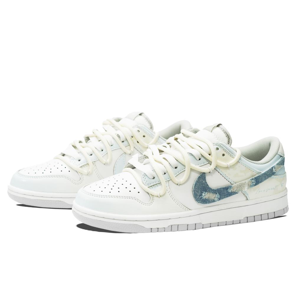 Nike Dunk Slip Resistant And Breathable Low top Skateboard Shoes Unisex Beige White Blue DD1503-103(Team289-)