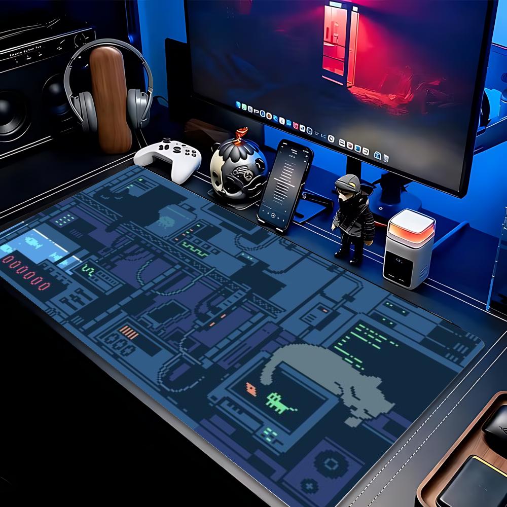 XXL Gaming Mouse Pad Pixel Tech Cat Car Floral Hello World Code Deskmat Overlock Rubber Keyboard Mat Gamer Computer Accessories