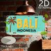 Винтажная тропическая табличка BALI INDONESIA с узором из пальм и волн, плоский алюминиевый жестяной знак, настенный декор для пляжного путешествия