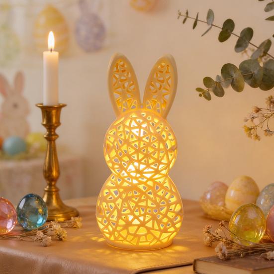 3D Printed Rabbit Lamp Hollow Bunny Night Light for Kid's Room Bedroom Nursery Easter Party Table