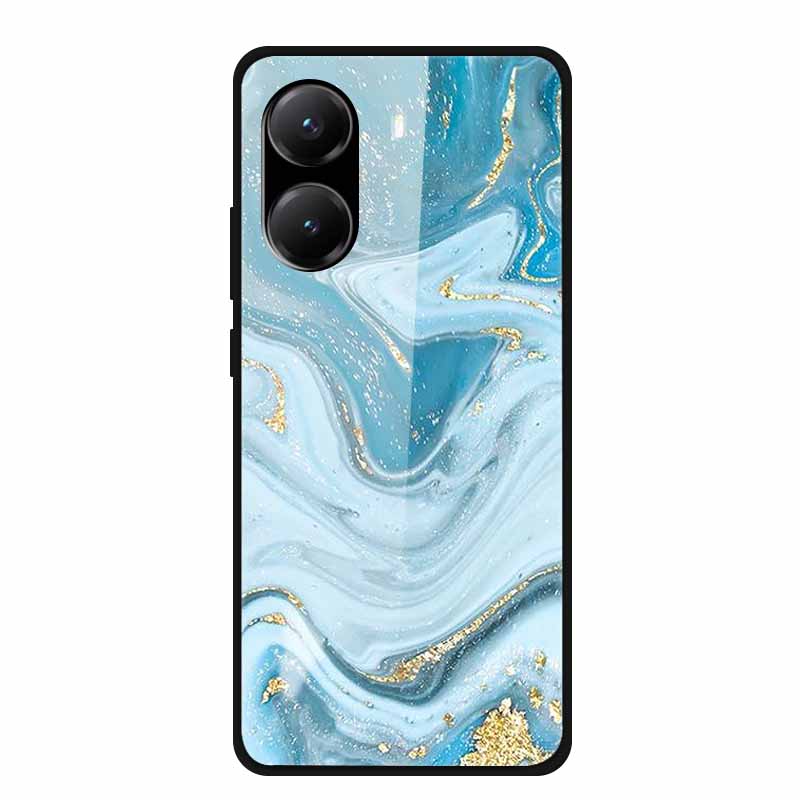 Закаленное Стекло Чехол для Poco X7 Pro Задняя Крышка ПК Жесткие Ударопрочные Чехлы для Xiaomi PocoX7 Pro Funda Мраморная Текстура Модный Coque