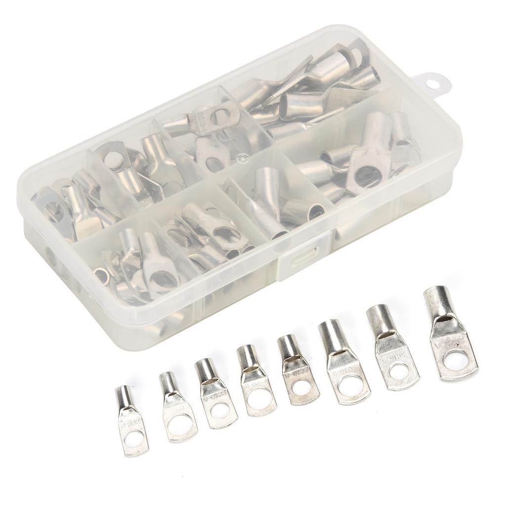 60Pcs Copper Lug Connector Ring Tinned Electrical Wire Terminals Assortment Kit SC6?SC25
