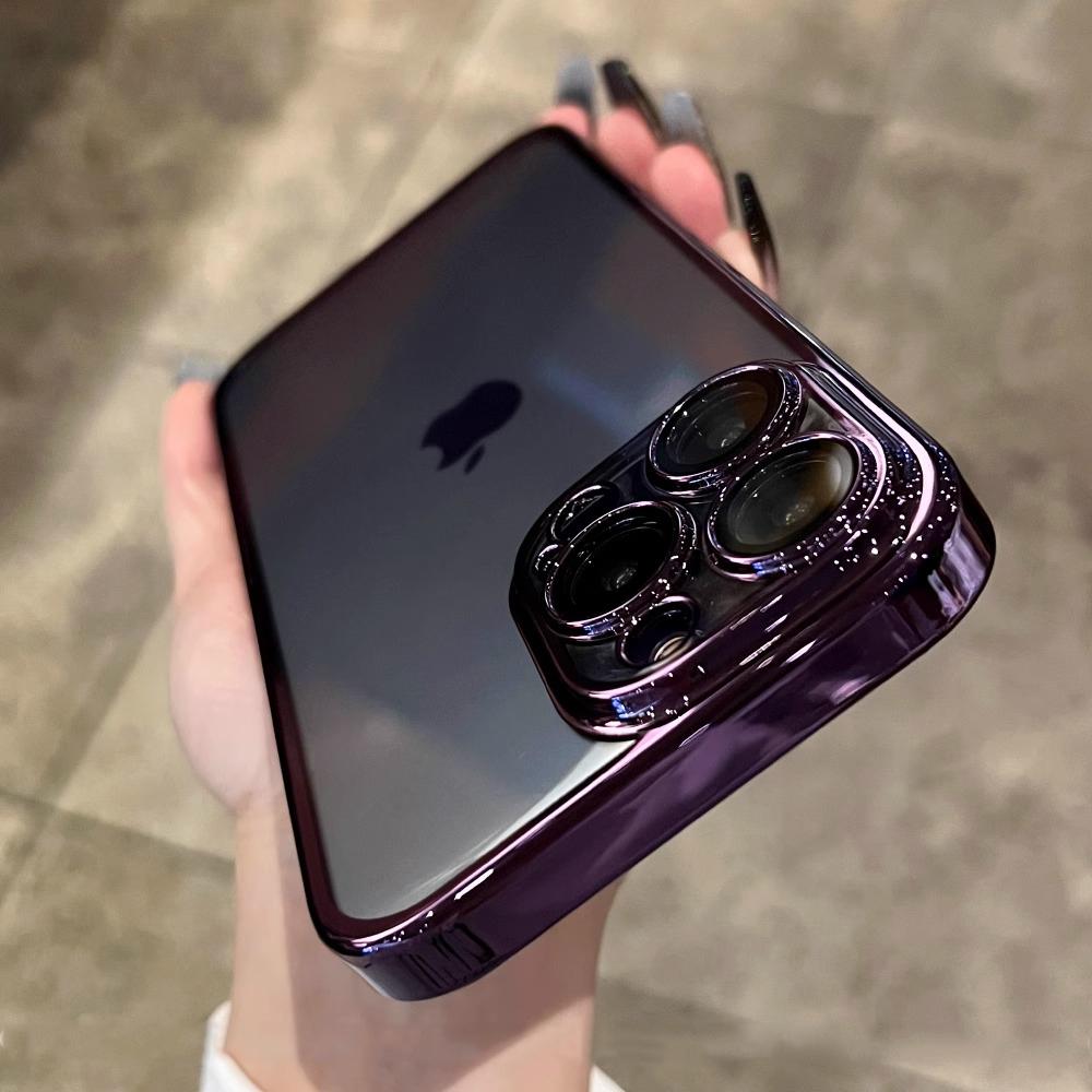 Luxury Plating Lens Protection Transparent Case For iPhone 16 Pro Max 15 14 Plus 13 12 Mini 11 Pro Soft Silicone TPU Clear Cover