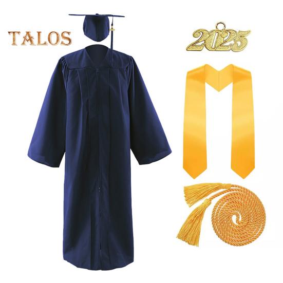 1 комплект академической униформы включает в себя шапку, шаль, почетный канат, мантию с V-образным вырезом и рукавами «летучая мышь», комплект из выпускной шапочки и мантии 2025 года для памятных выпускных мероприятий