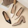 Женские каблуки Женская обувь Массивный каблук Женские туфли-лодочки Офисные женские рабочие туфли Однотонные с острым носком Туфли для платья Весна Осень WSH4845