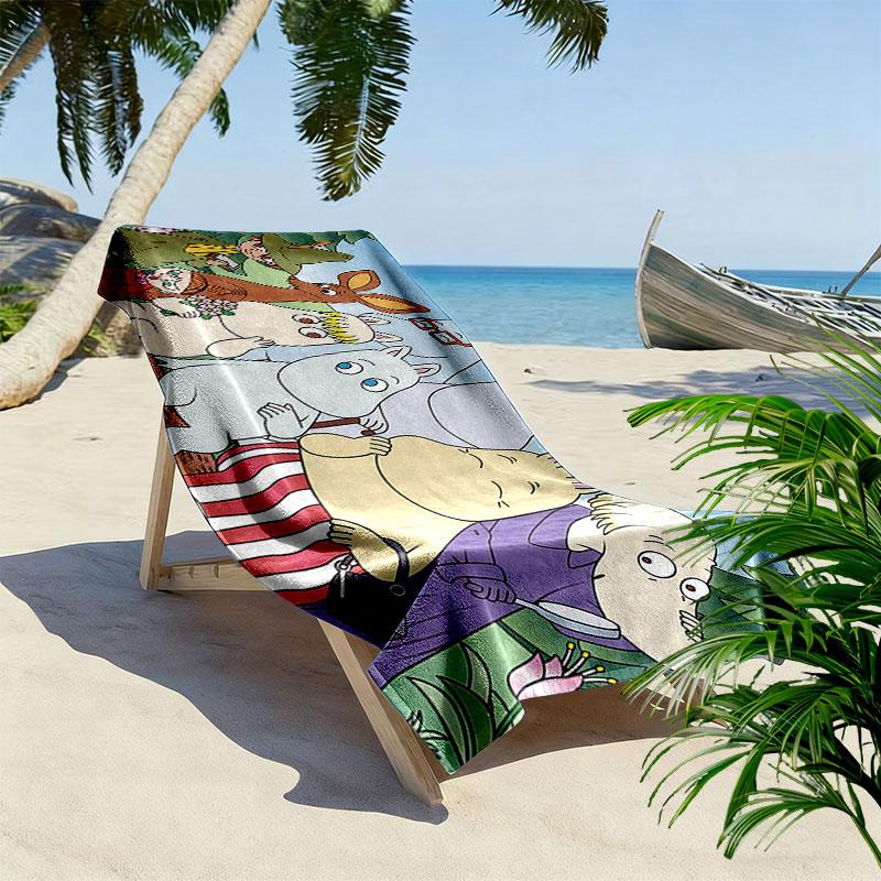 Moominvalley Print Beach Towel, Large Soft Quick Dry Towel for Beach Camping Swimming