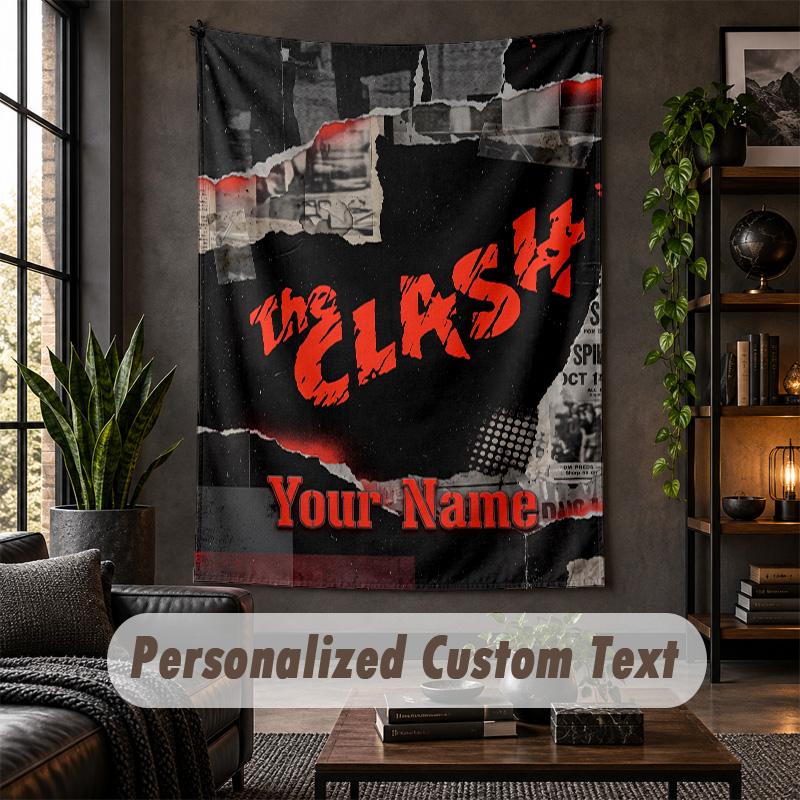 Personalized Wall Tapestry,The Clash Custom Text, Soft Fabric Wall Art For Indoor Decoration