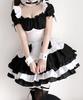 Maid Costume Cosplay Puff Mini Light Black and White Black and White [Milky Time] Dress, Sleeves, Length, Blue, (Includes Ribbon)
