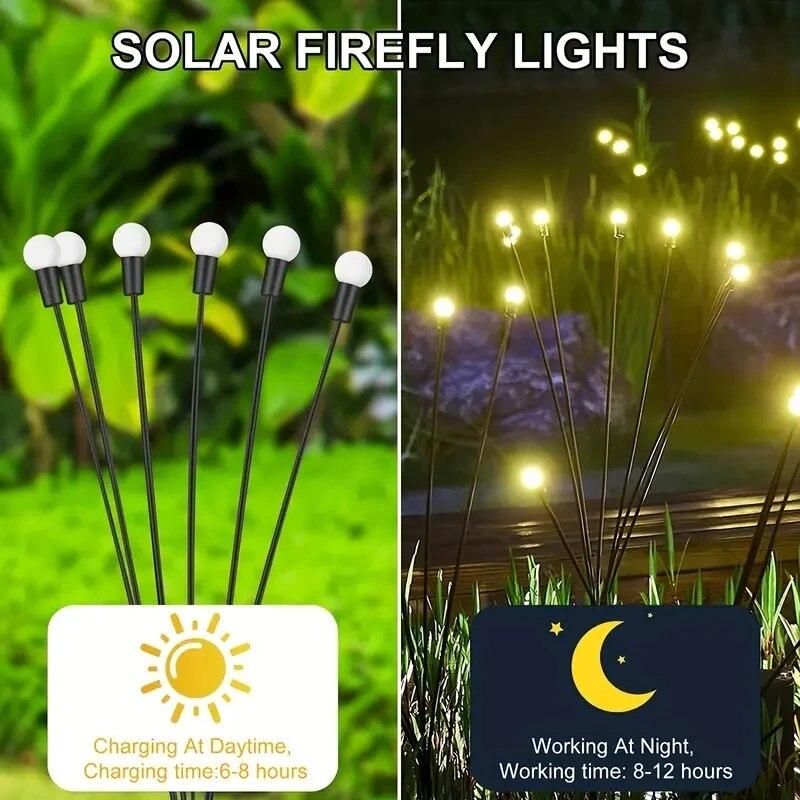 10 лампочек, садовая лампа на солнечной батарее, светодиодная лампа FireflyGround Plug, работающая от ветра, лампа для украшения сада в Рамадан