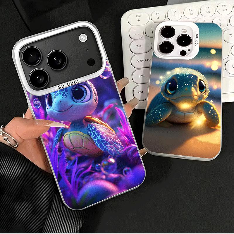 Мультяшная Морская Черепаха Ударопрочный Чехол для Телефона для iPhone 17 Air 16 16E 15 Pro Max 14 Plus 13 Mini 12 Задняя Крышка Противоударный Funda