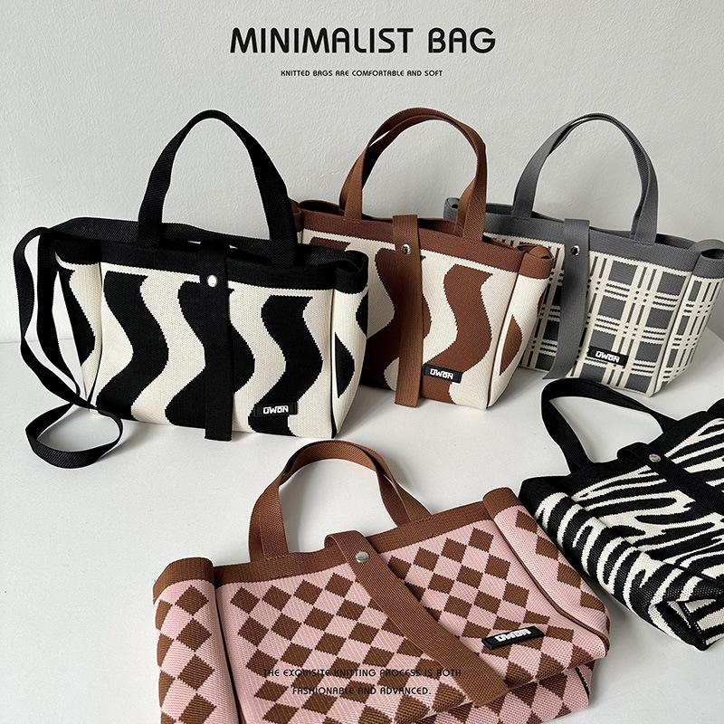 Нишевая дизайнерская вязаная сумка-тоут, повседневная сумка через плечо большой емкости