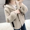 Women's Short Coat New Hooded Mink Velvet Outer Cardigan Spring and Autumn Loose Versatile Sweater Jacket