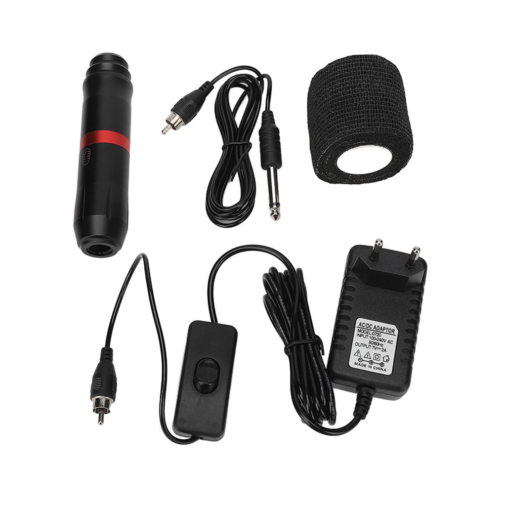 Cartridge Needle Tattoo Machine RCA Interface Adjustable Liner Shader Rotary Tattoo Pen with Bandage