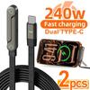 Кабель 2 в 1 PD240W Type C на Type C Быстрая зарядка Складная подставка Встроенный настольный держатель Провод Для iPhone Samsung Xiaomi