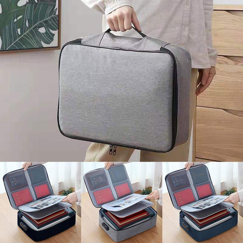 with Lock Zipper Travel Tote Bag Waterproof Briefcase Organizer  Document Tickets Protection