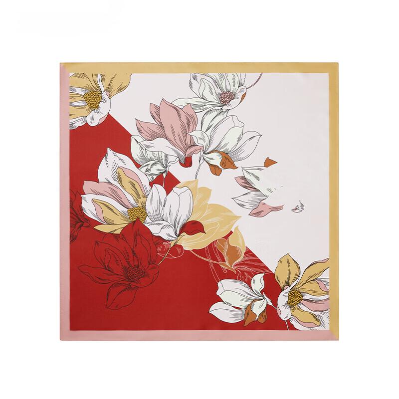 Wanshili 63cm Mulberry Silk Square Scarf for Women