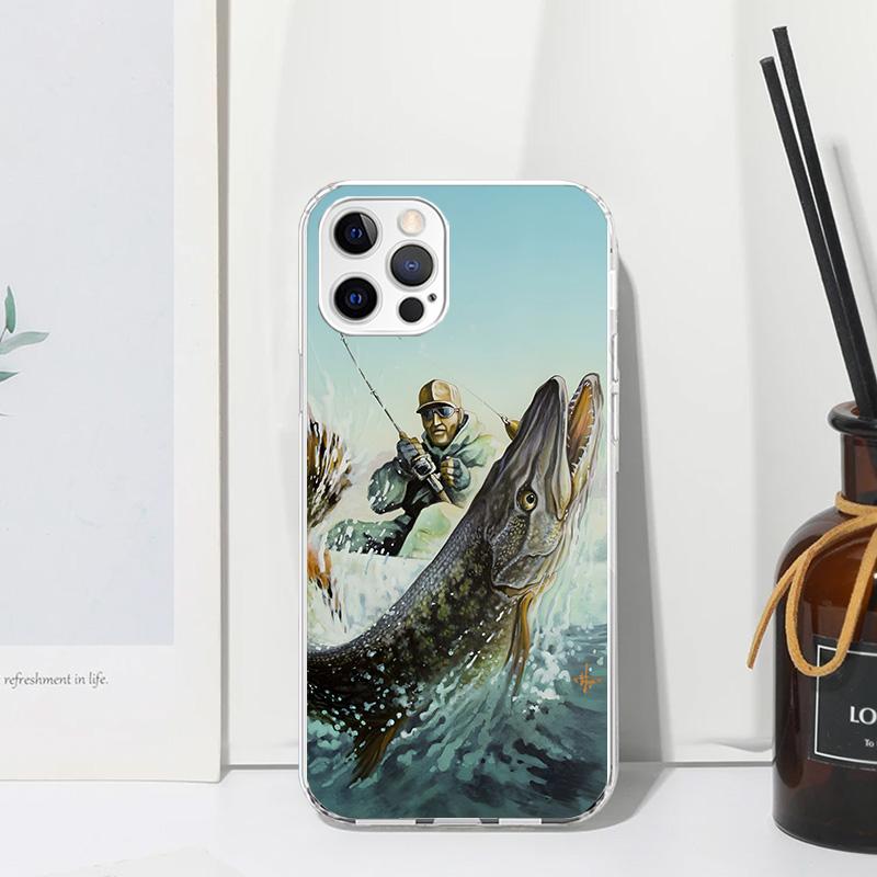 Carp Fish Fishing Rod Hook Phone Case For Iphone 17 Air 16 15 Plus 16E 14 Pro Max 13 Mini 12 11 7 8 SE Fundas Soft Back Cover 17