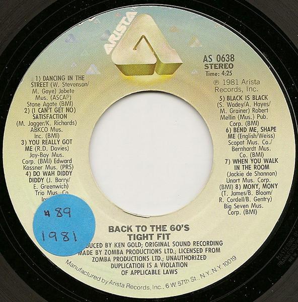 7-дюймовая пластинка ПЛОТНАЯ ПОСАДКА Back To The 60s AS0638 Arista 1981 США Рок Б/у
