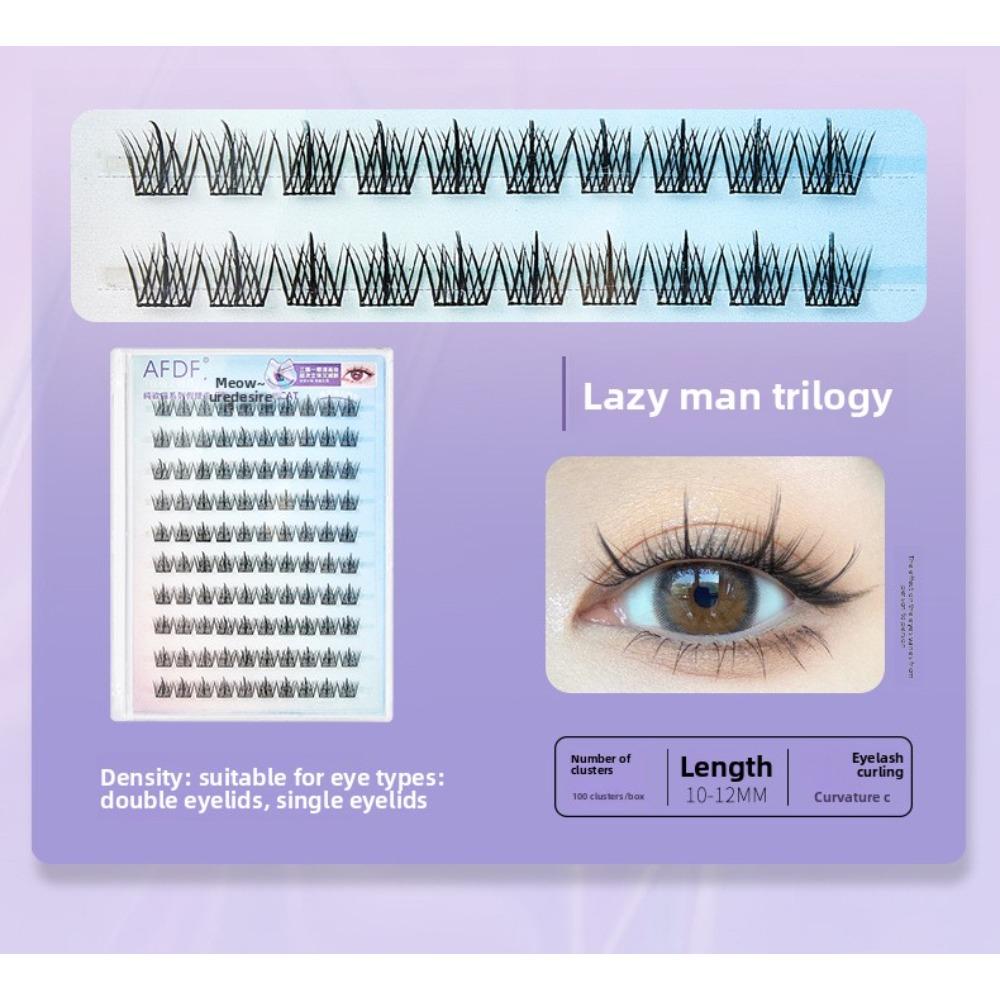 Camellia Nano-glue False Eyelashes Large Capacity 10 Rows Lazy Cat Elf Natural Thick Glue-free False Eyelashes